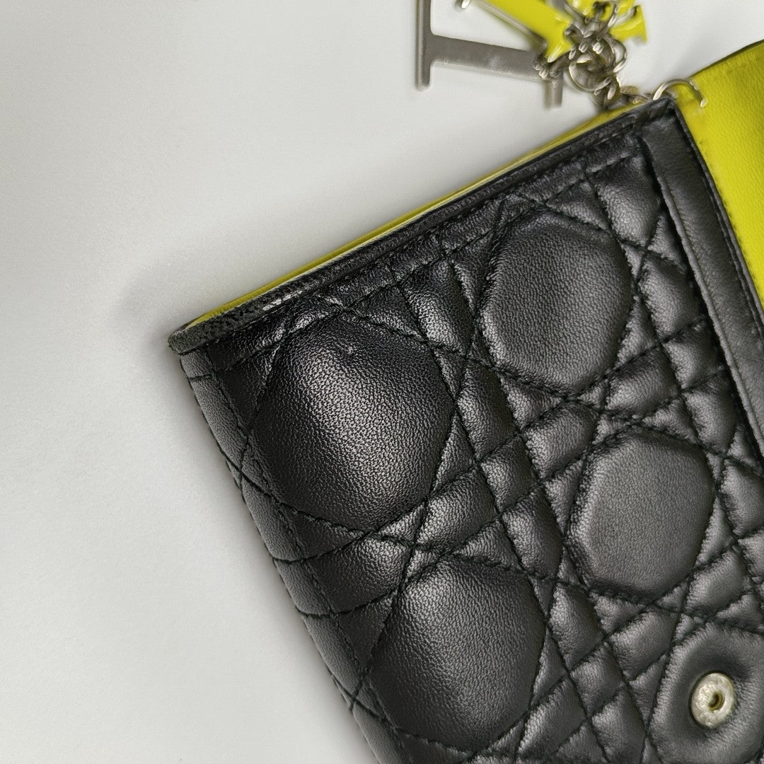 Lady Dior Small Cannage Lambskin Black Wallet
