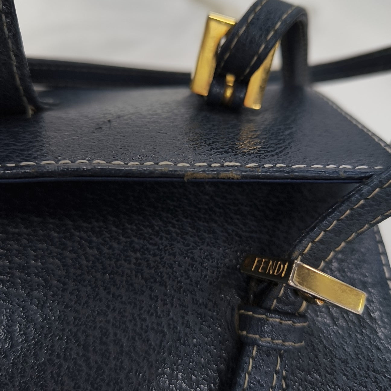 Calfskin Top Handle Bag Blue