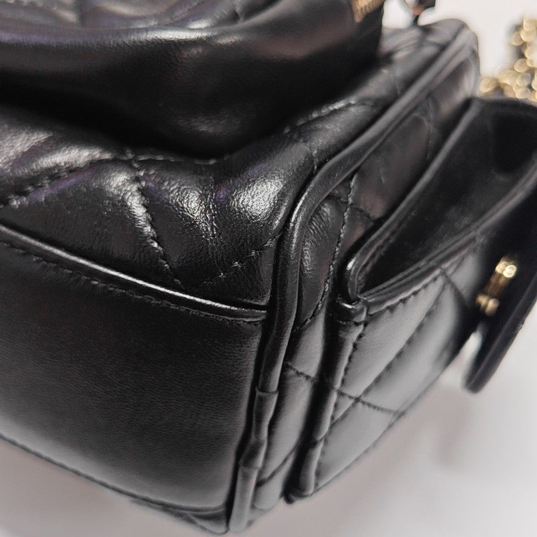 Quilted Lambskin Shoulder Bag Black
