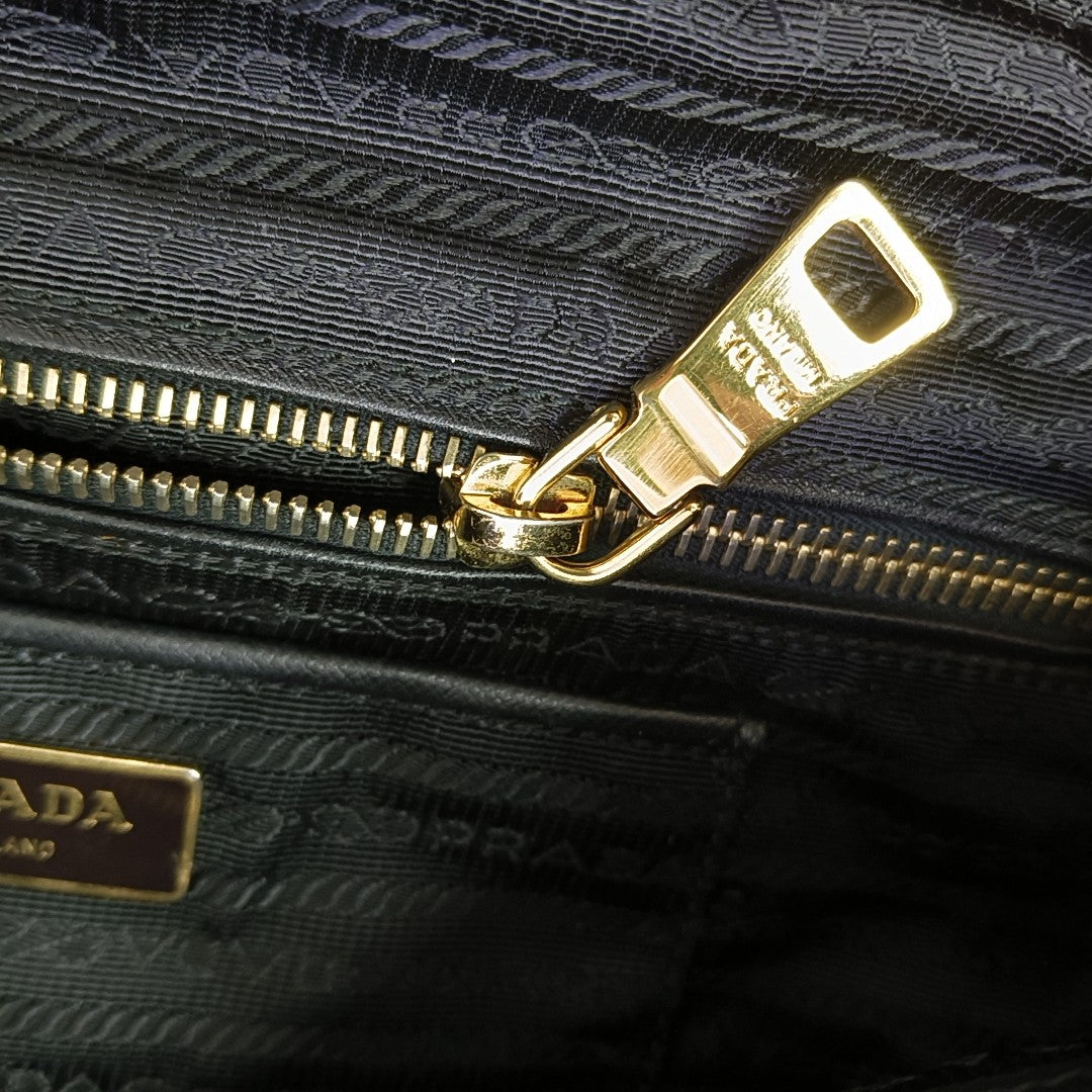Quilted Nylon Shoulder Bag Black