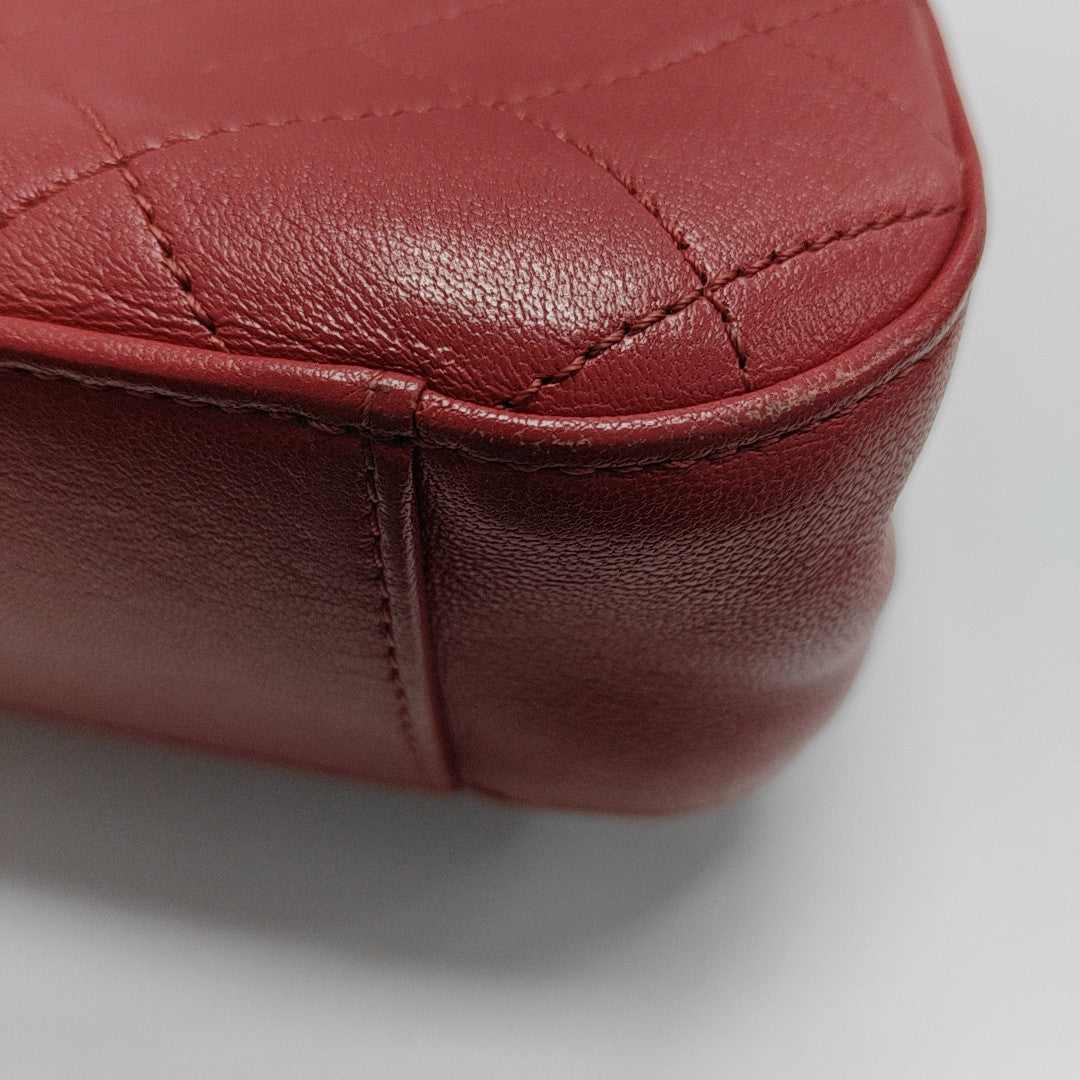 CHAIN INFINITY TOP HANDLE Medium Quilted Lambskin Red