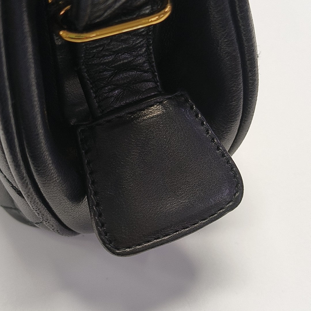 Quilted Lambskin Shoulder Bag Black