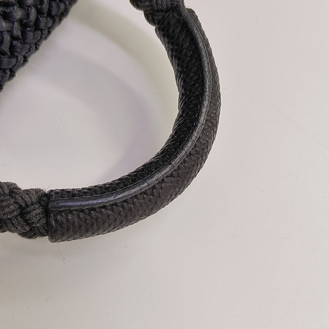 Straw Top Handle Bag Black