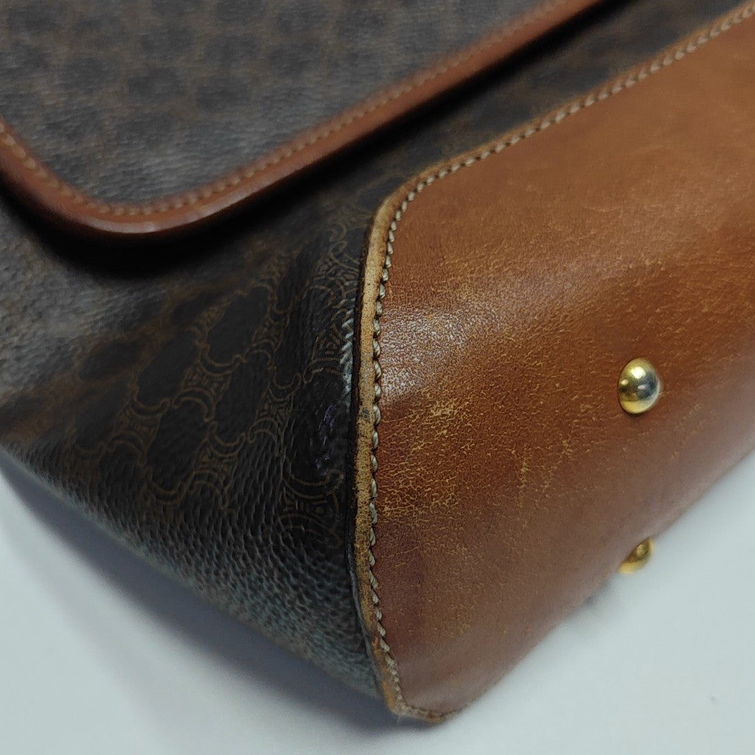 Coated Canvas Shoulder Bag Brown