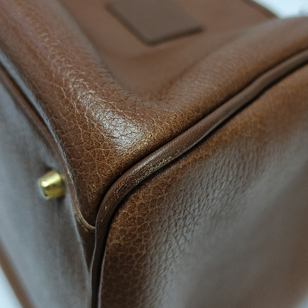 Calfskin Top Handle Bag Brown