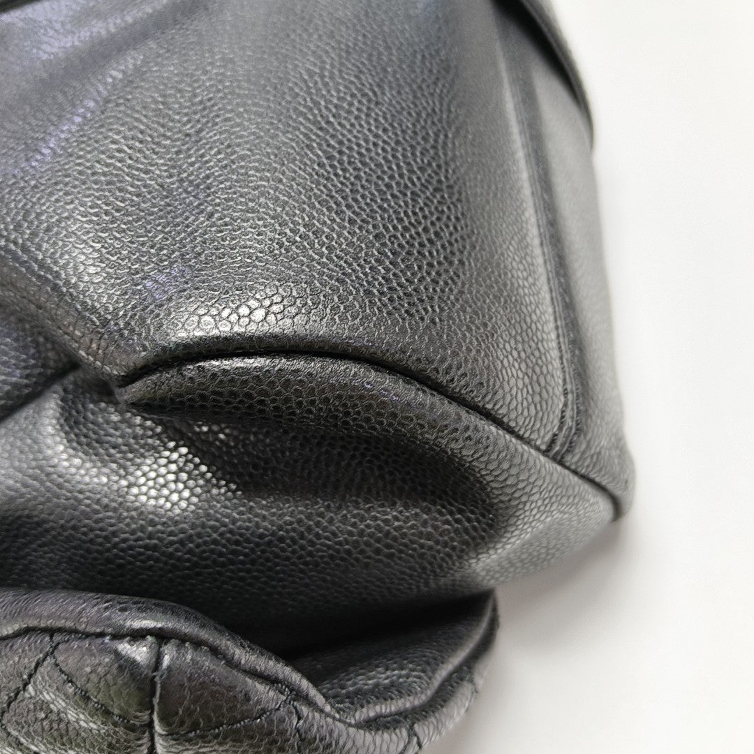 Quilted Grained Calfskin Top Handle Bag Gray