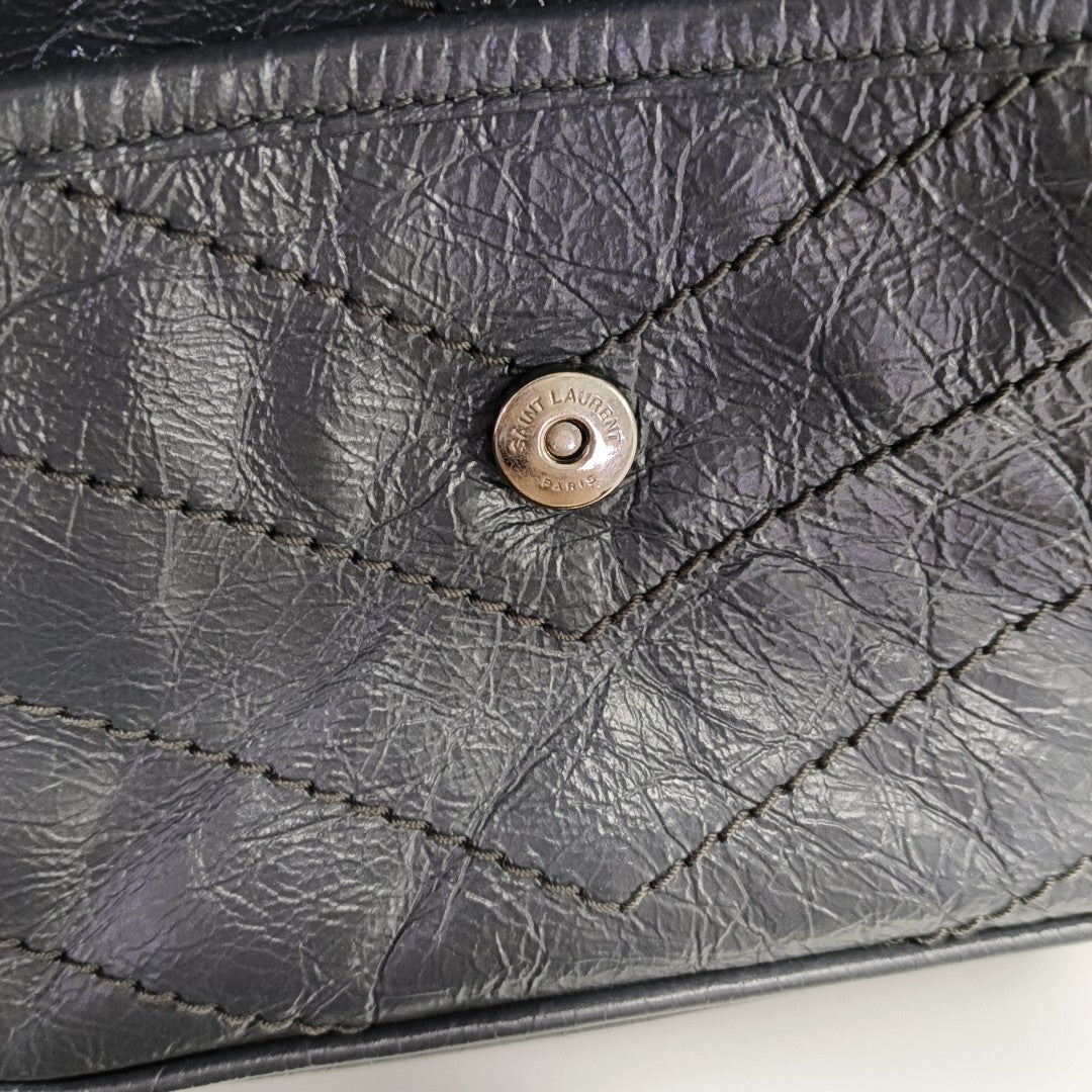 NIKI Small Chevron Calfskin Gray