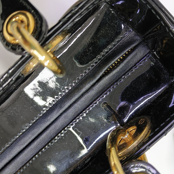 Lady Dior Medium Cannage Patent Leather Black