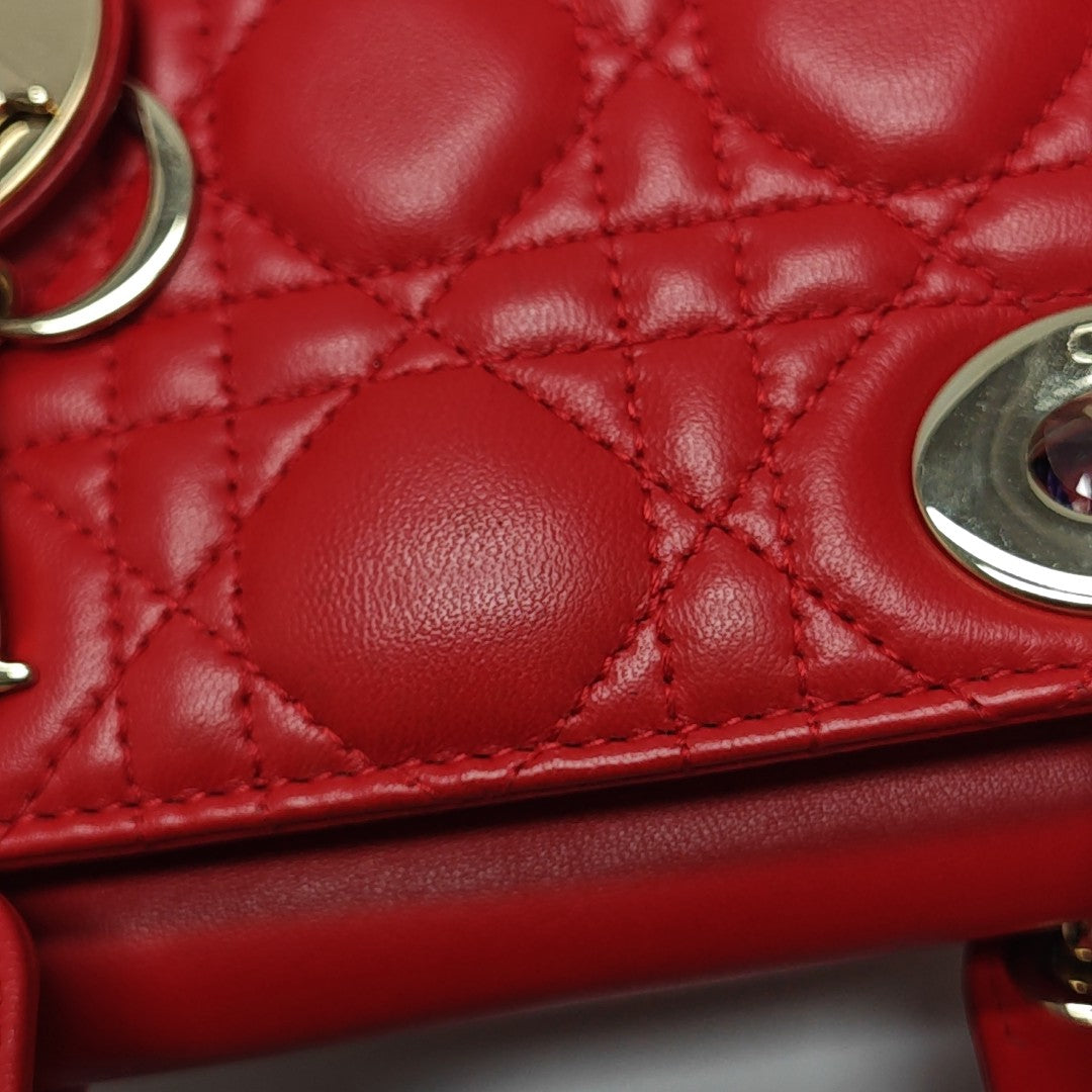 Lady Dior Small Cannage Lambskin Red