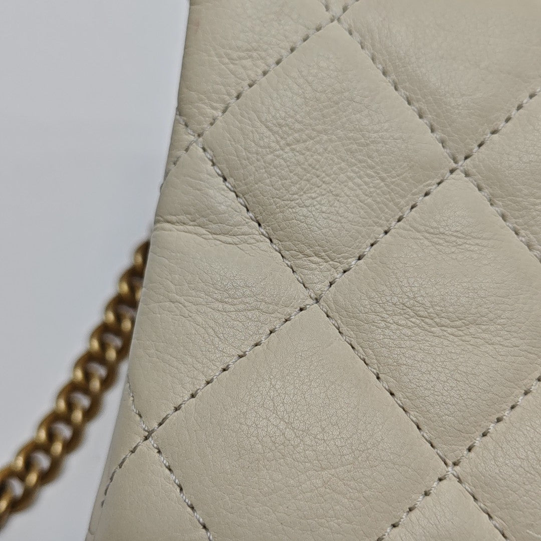 Quilted Calfskin Shoulder Bag White