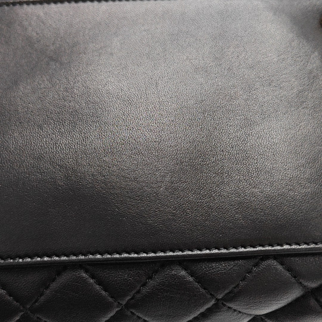 JUST MADEMOISELLE Large Quilted Lambskin Black