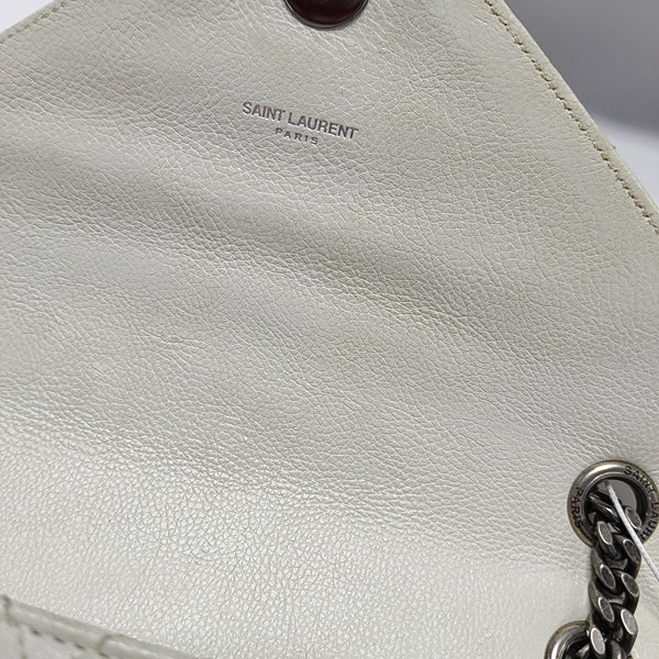Chevron Calfskin Shoulder Bag White