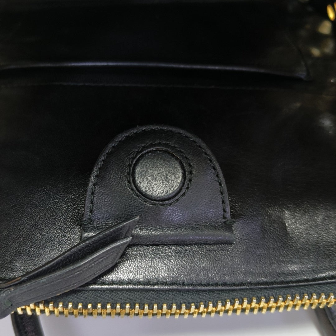 Zipper Wallet Quilted Lambskin Black