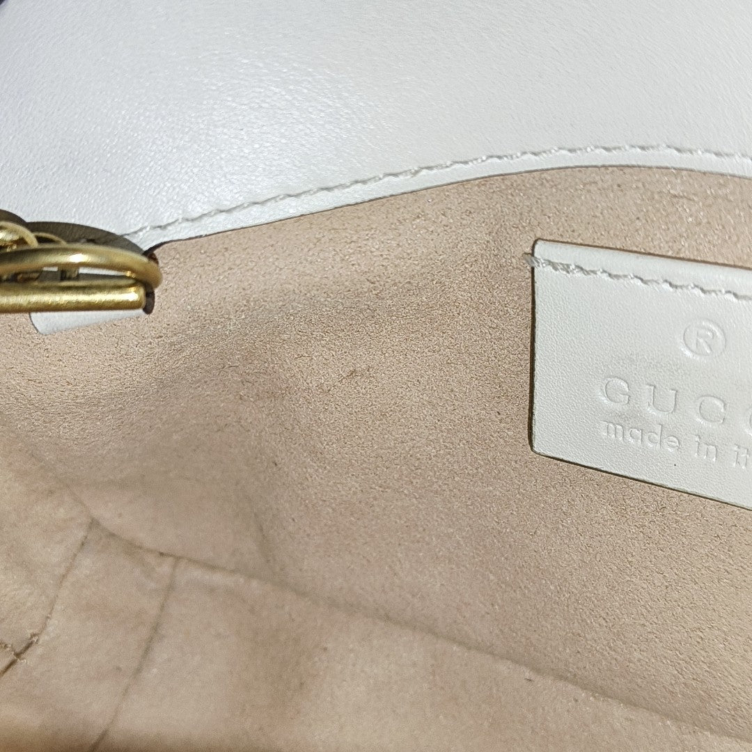 GG Marmont Mini Quilted Calfskin White