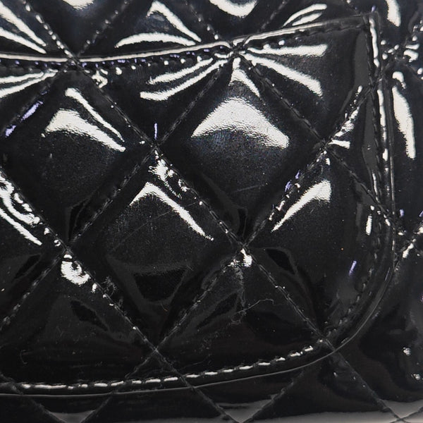 Quilted Patent Leather Wallet Black