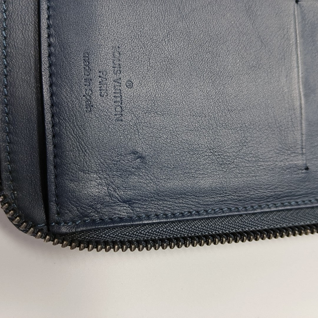 ZIPPY Damier Calfskin Blue Wallet