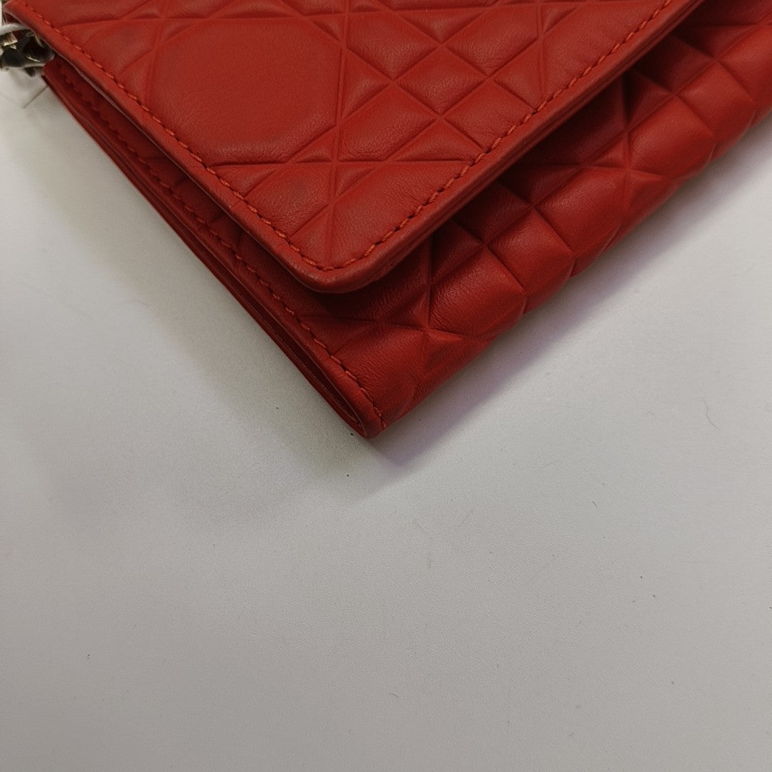 Lady Dior Cannage Calfskin Orange Wallet