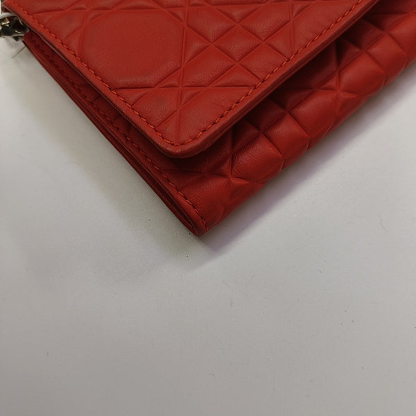 Lady Dior Cannage Calfskin Orange Wallet