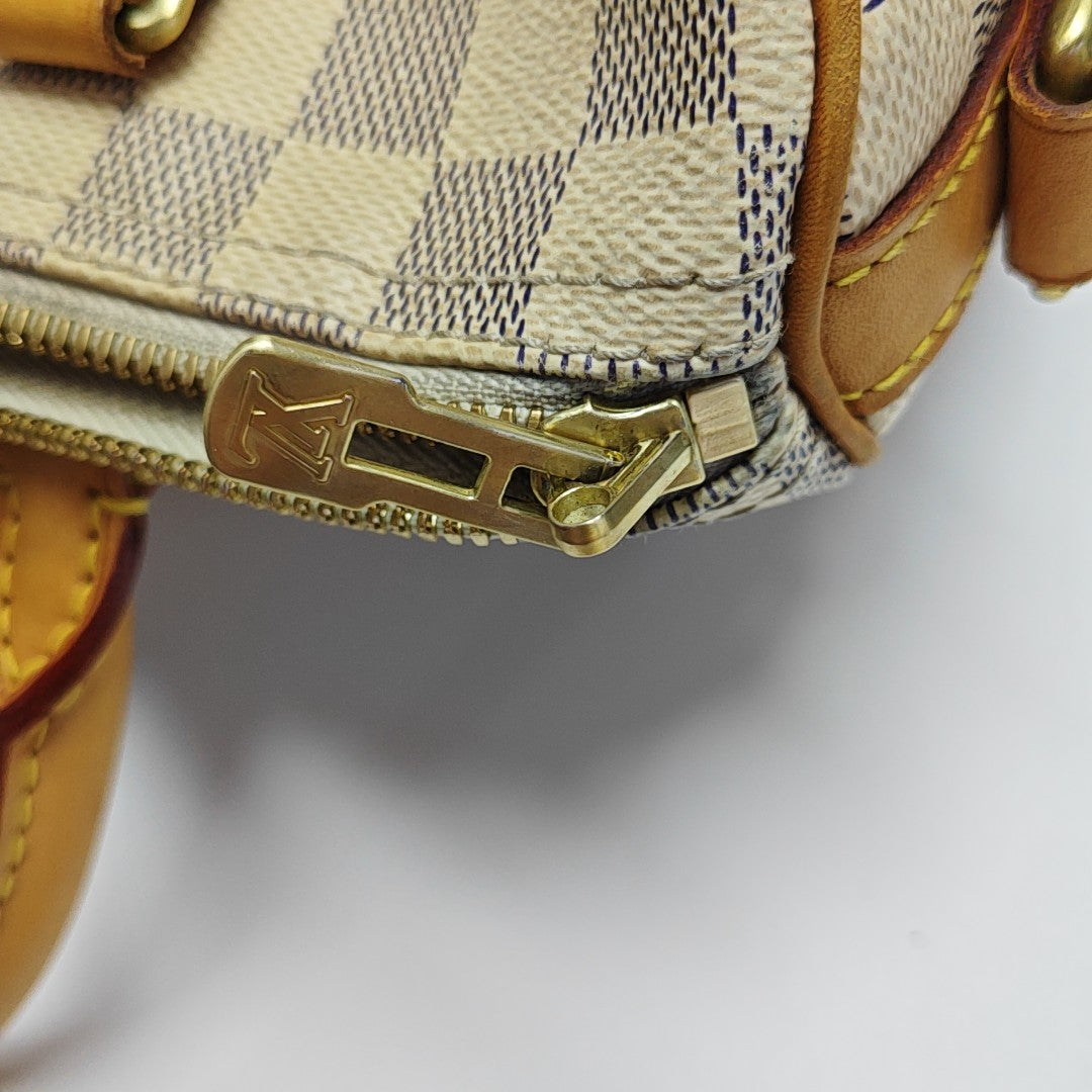 SPEEDY 25 Damier Azur Coated Canvas White