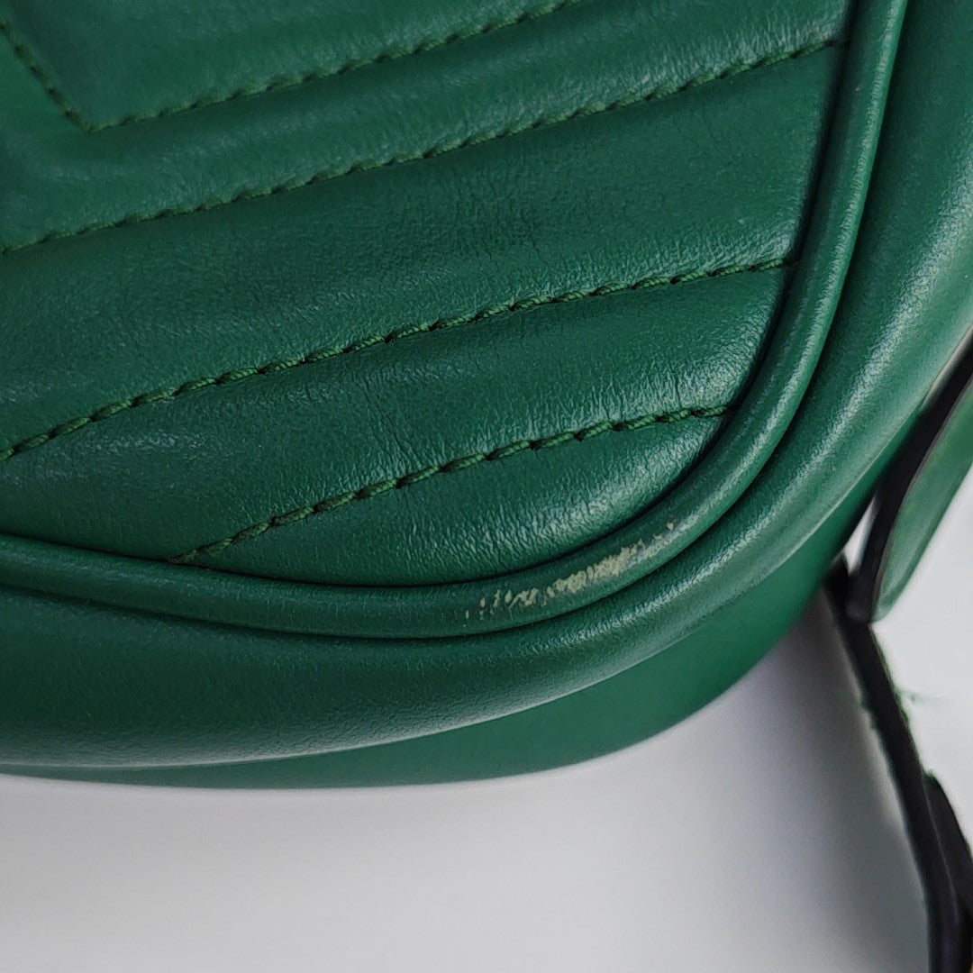 GG Marmont Small Quilted Calfskin Green