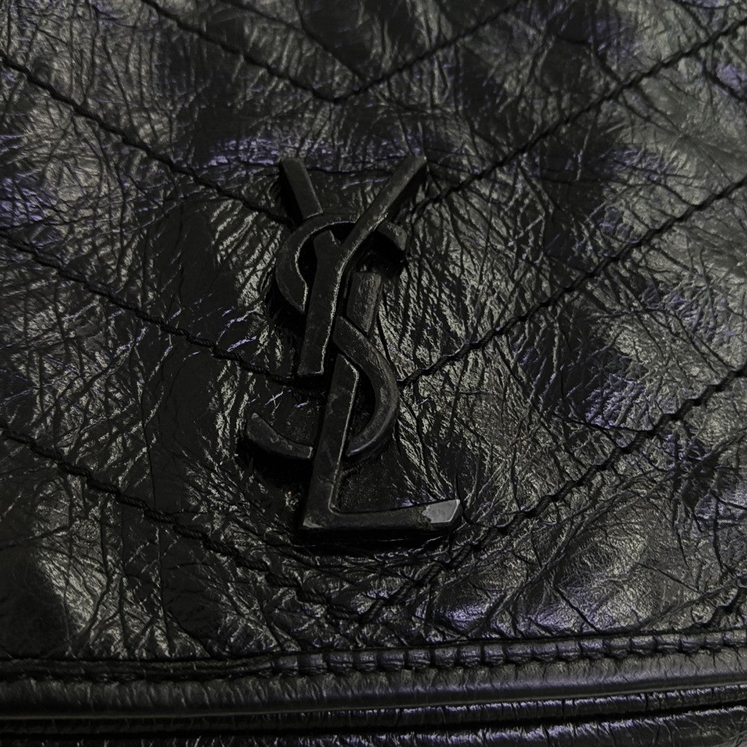 NIKI Mini Chevron Calfskin Black