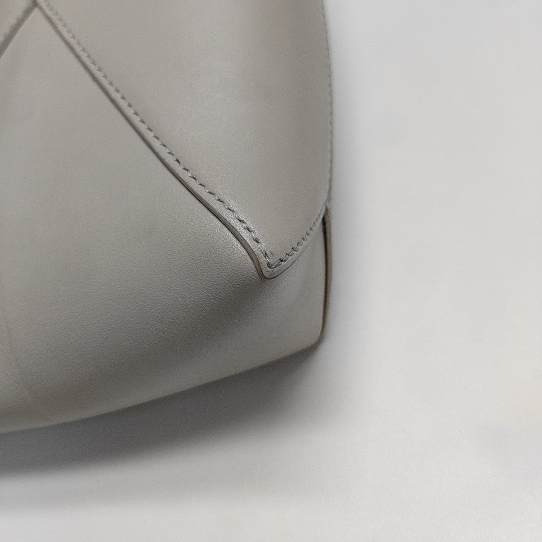 Puzzle Fold Mini Quilted Calfskin White