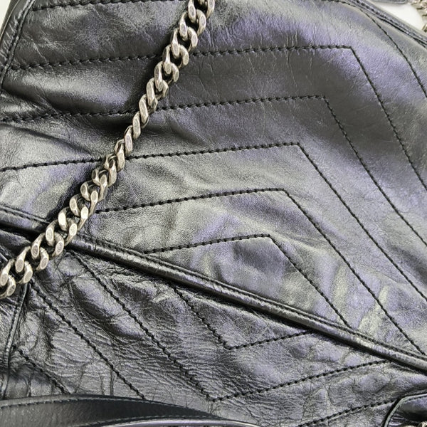 NIKI Large Chevron Calfskin Black