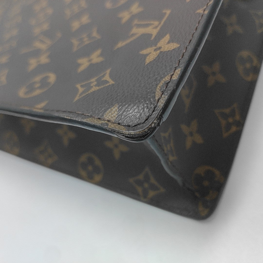 SAC PLAT Monogram Coated Canvas Brown