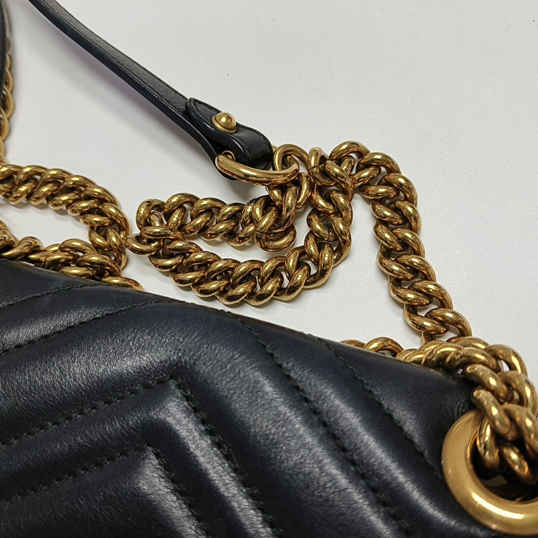GG Marmont Small Quilted Calfskin Black