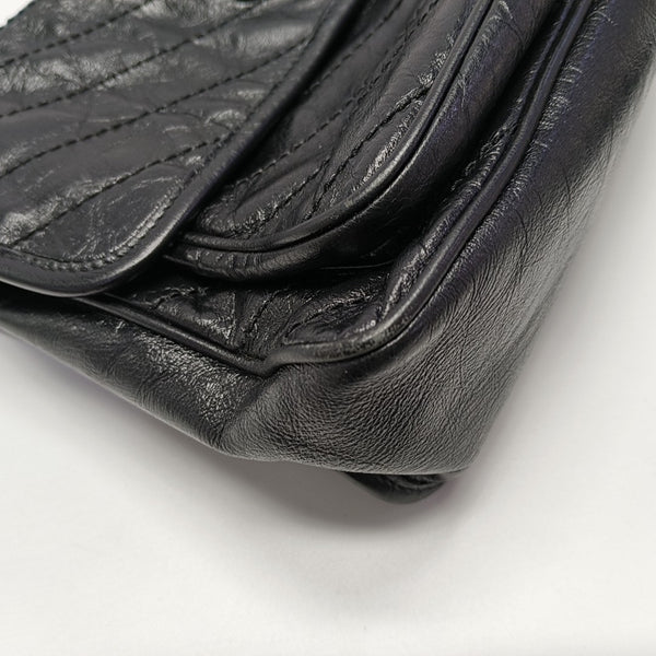 NIKI Medium Chevron Calfskin Black