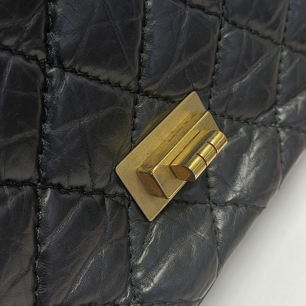2.55 Maxi Quilted Waxed Cafskin Black