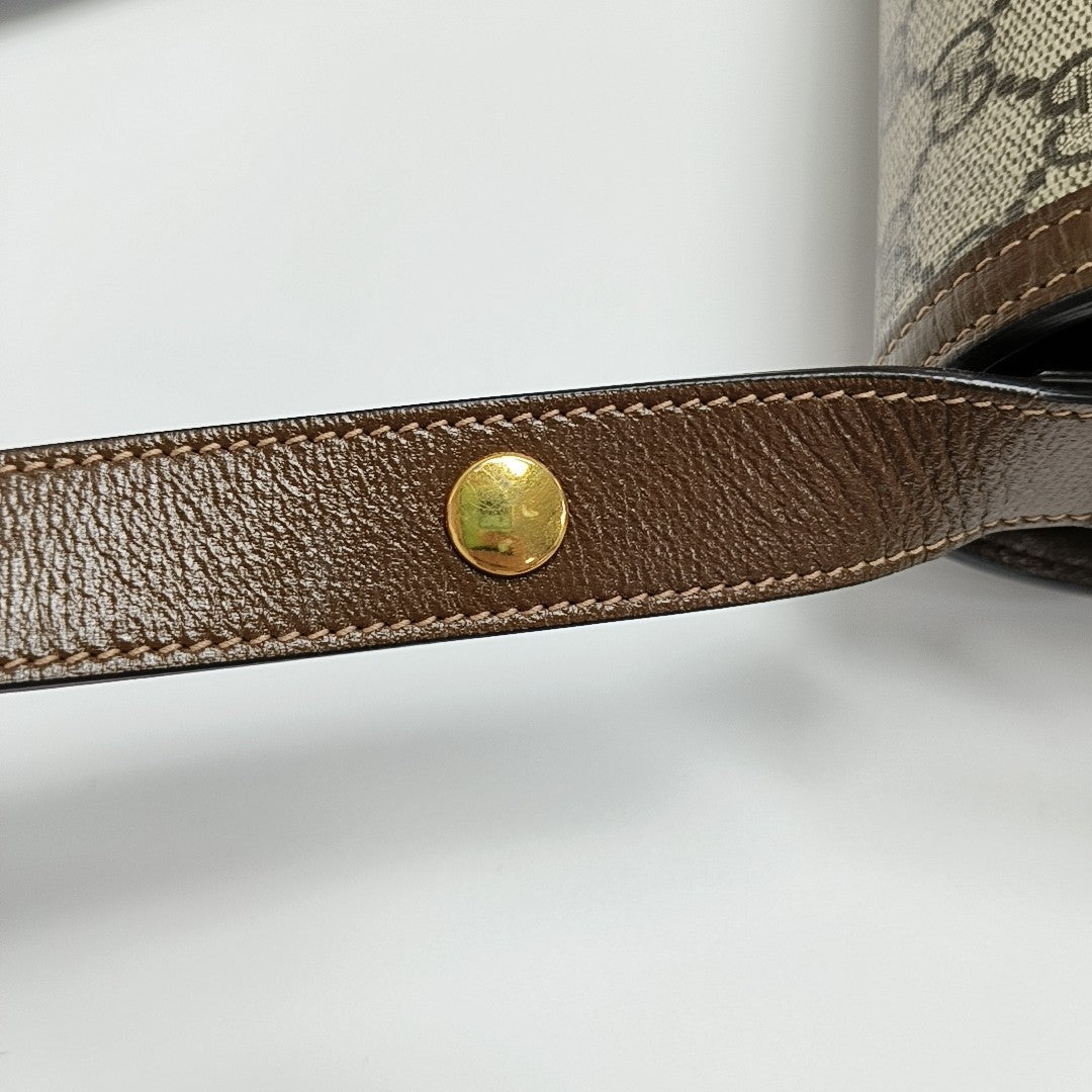 Horsebit 1955 Medium Monogram Coated Canvas Beige