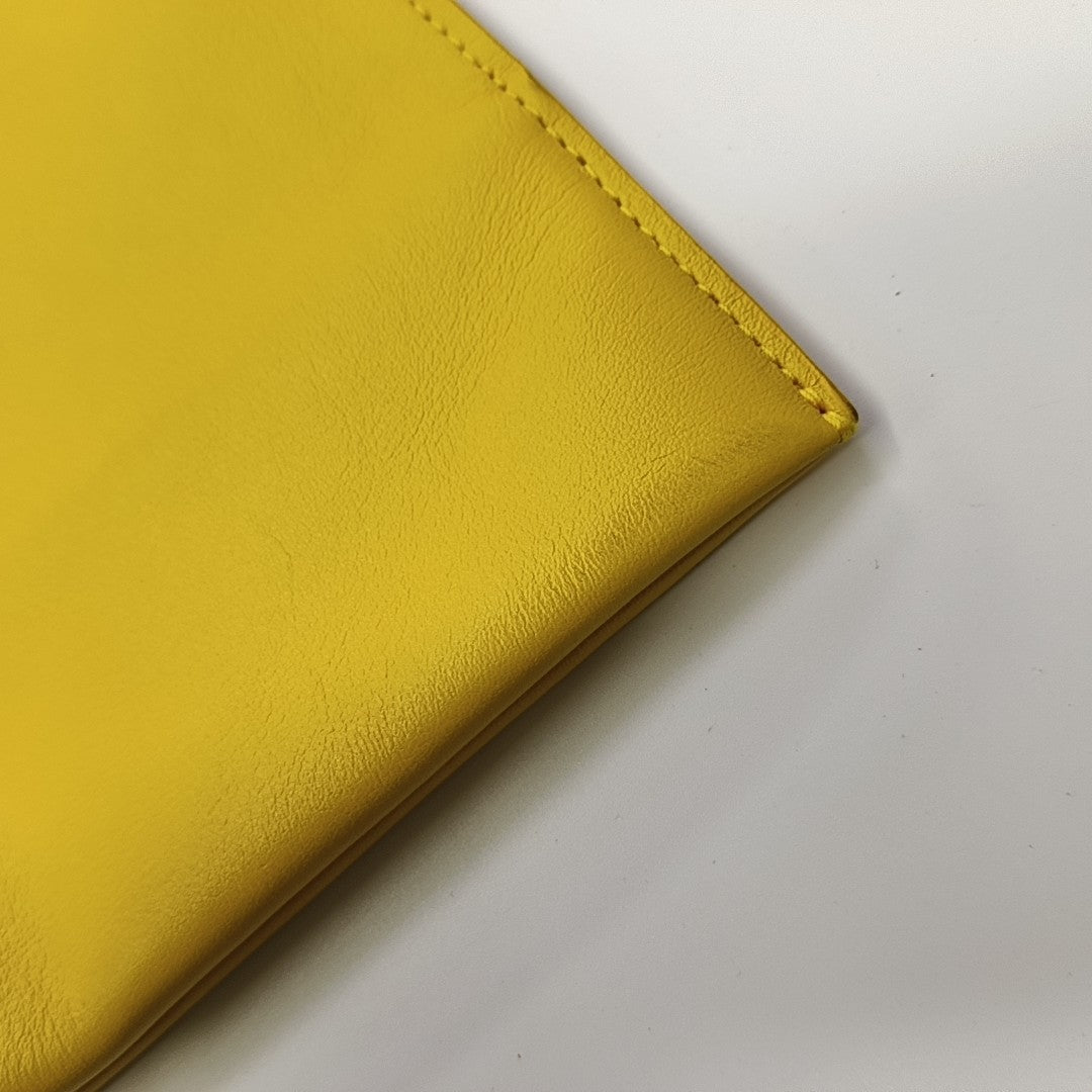 Calfskin Top Handle Bag Medium Yellow