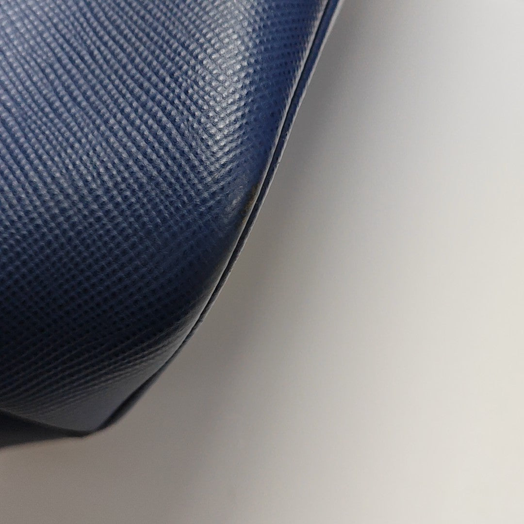 Double Large Saffiano Calfskin Blue