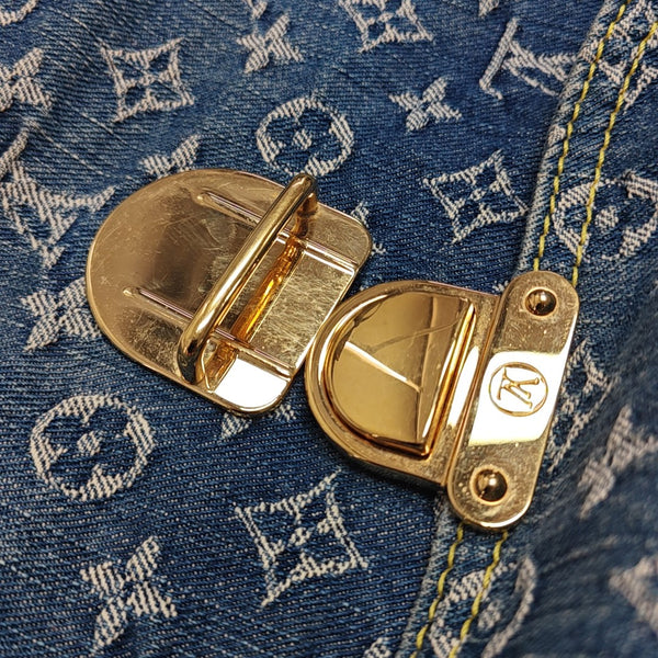 Monogram Denim Tote Bag Blue