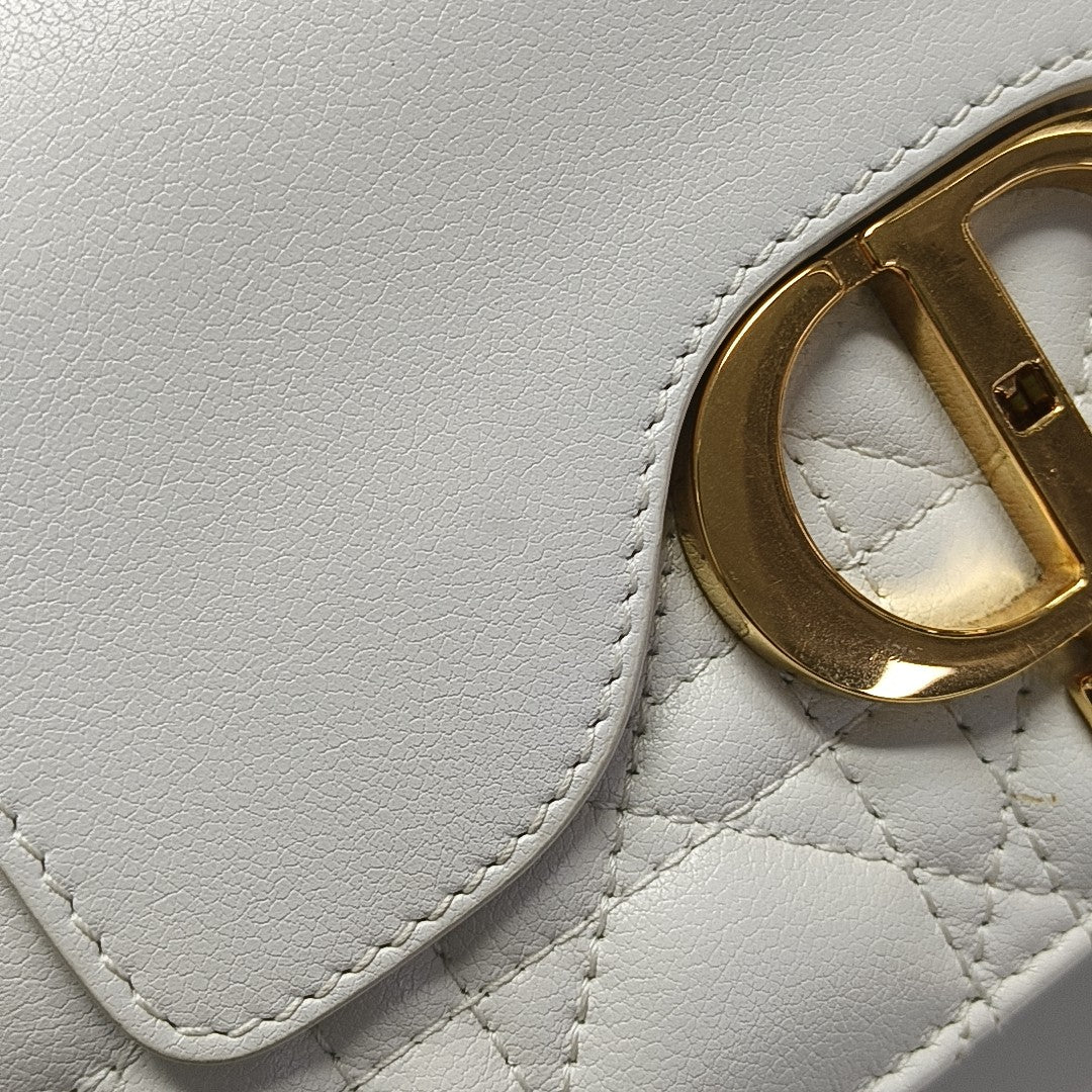 Cannage Calfskin Shoulder Bag Mini White