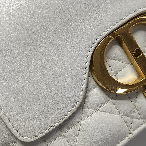 Cannage Calfskin Shoulder Bag Mini White