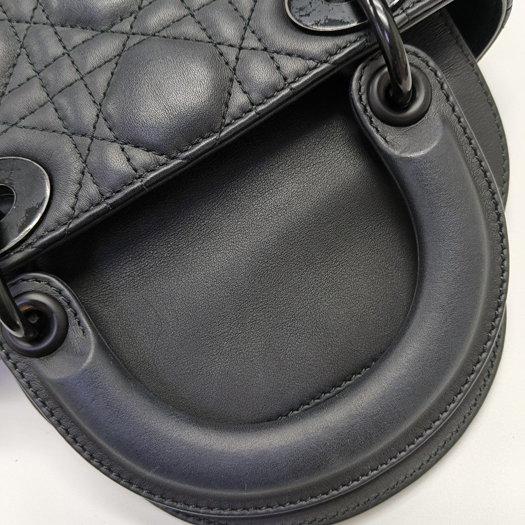 Lady Dior Mini Cannage Calfskin Black