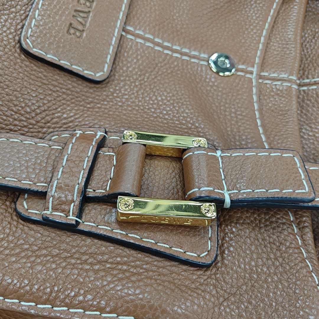 Calfskin Top Handle Bag Brown