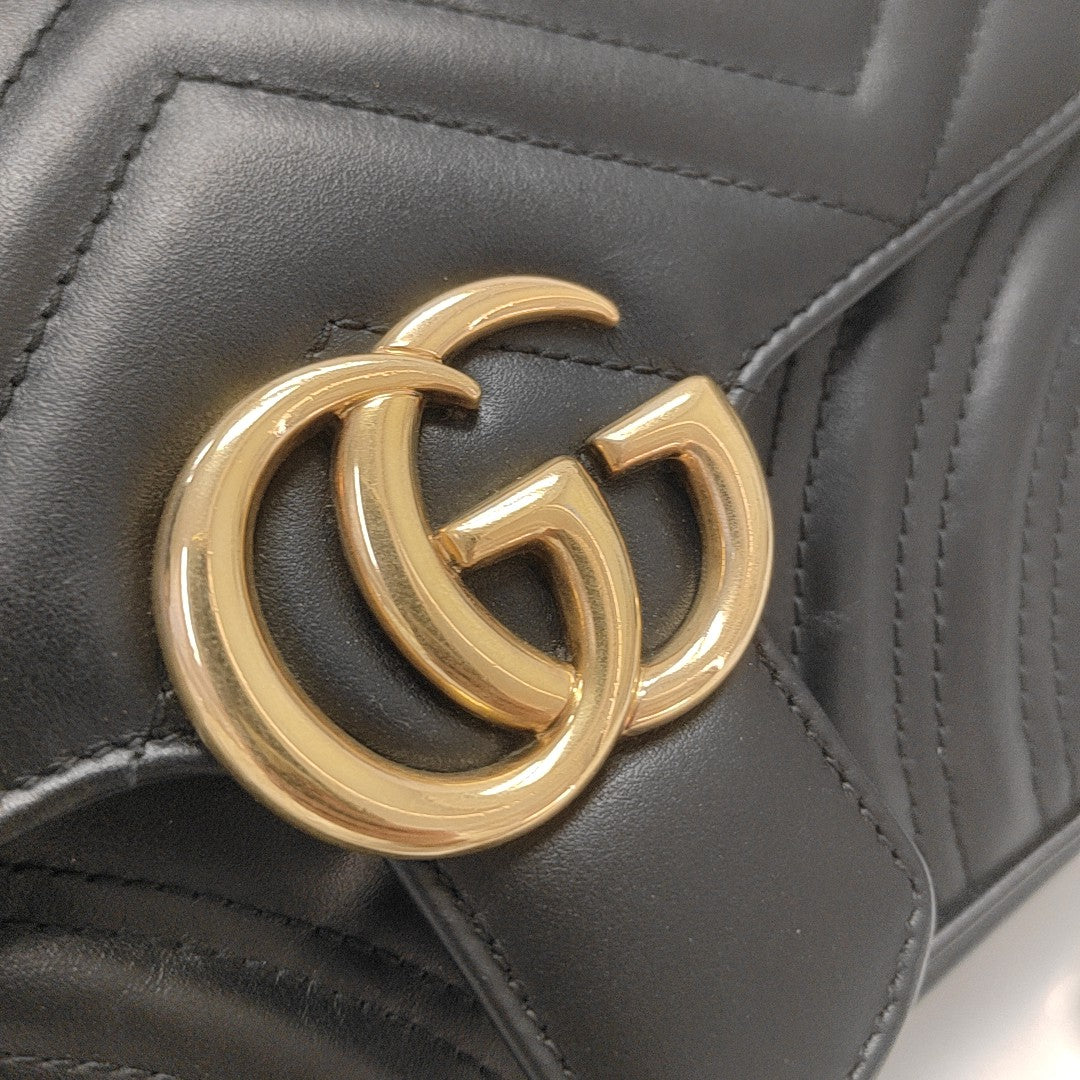 GG Marmont Small Quilted Calfskin Black
