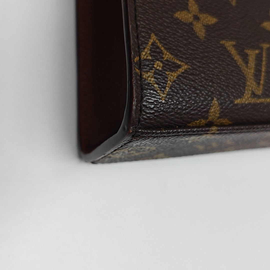 Coated Canvas Top Handle Bag Brown
