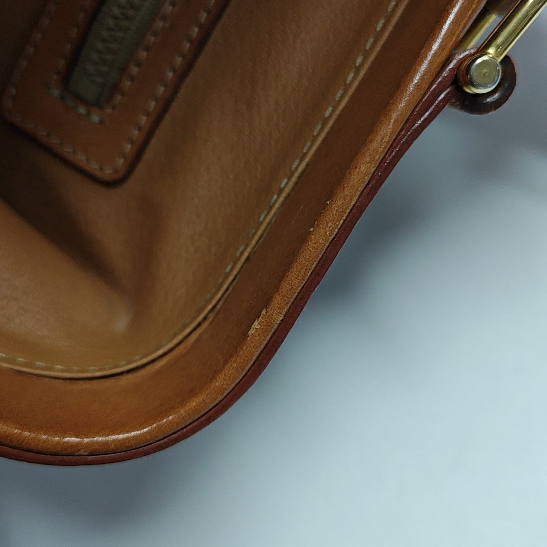 Coated Canvas Top Handle Bag Brown