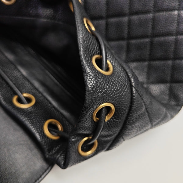 FILIGREE Small Quilted Grained Calfskin Black
