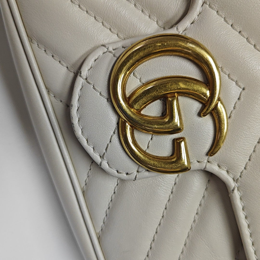GG Marmont Mini Quilted Calfskin White