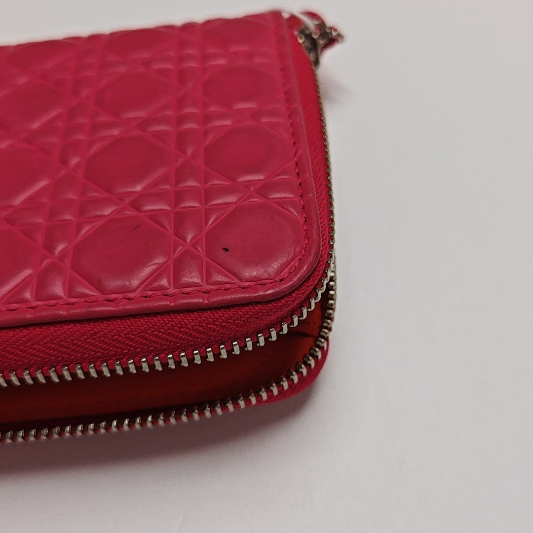 Lady Dior Small Cannage Calfskin Pink Wallet