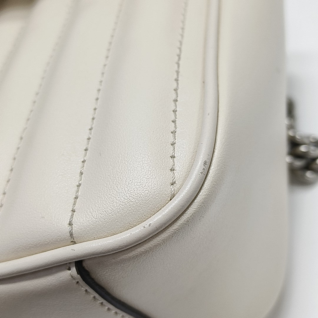 GG Marmont Medium Quilted Calfskin White
