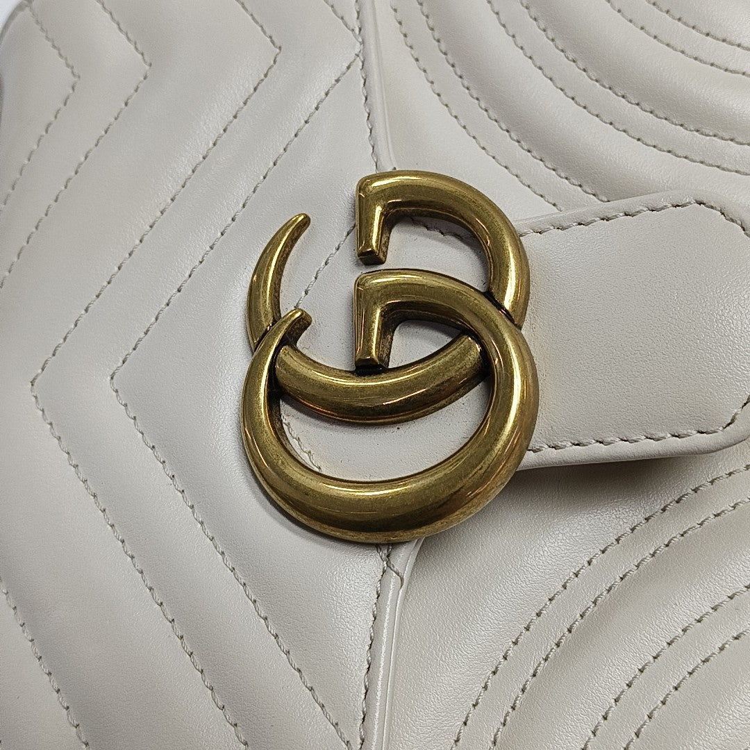 GG Marmont Mini Quilted Calfskin White