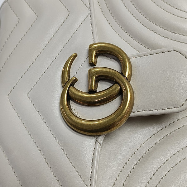 GG Marmont Mini Quilted Calfskin White