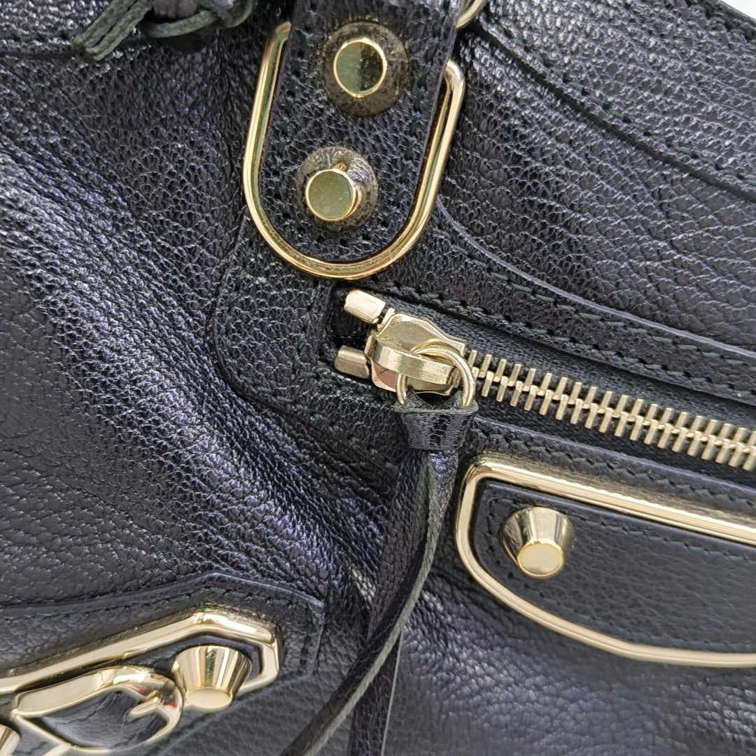 Classic Metallic Edge City Mini Lambskin Black