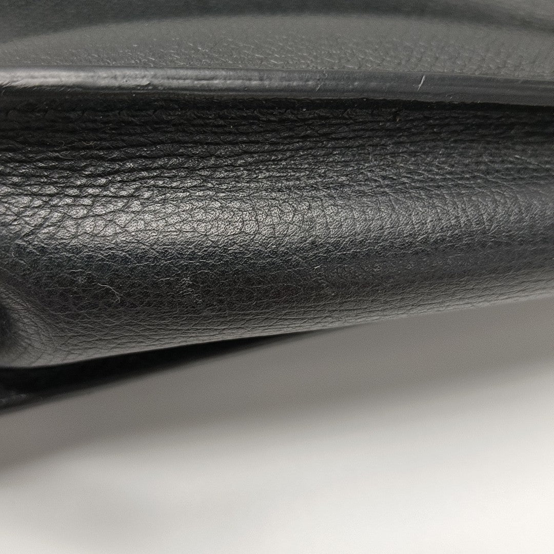 Leather Top Handle Bag Black